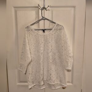 Alfani White Crochet Lace Blouse